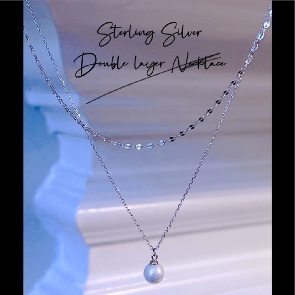 Sterling Silver double layered Pearl necklace